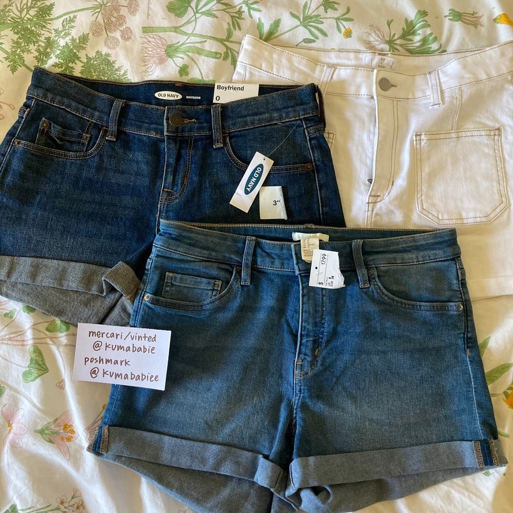 h&m and old navy - set of 3 stretchy denim shorts